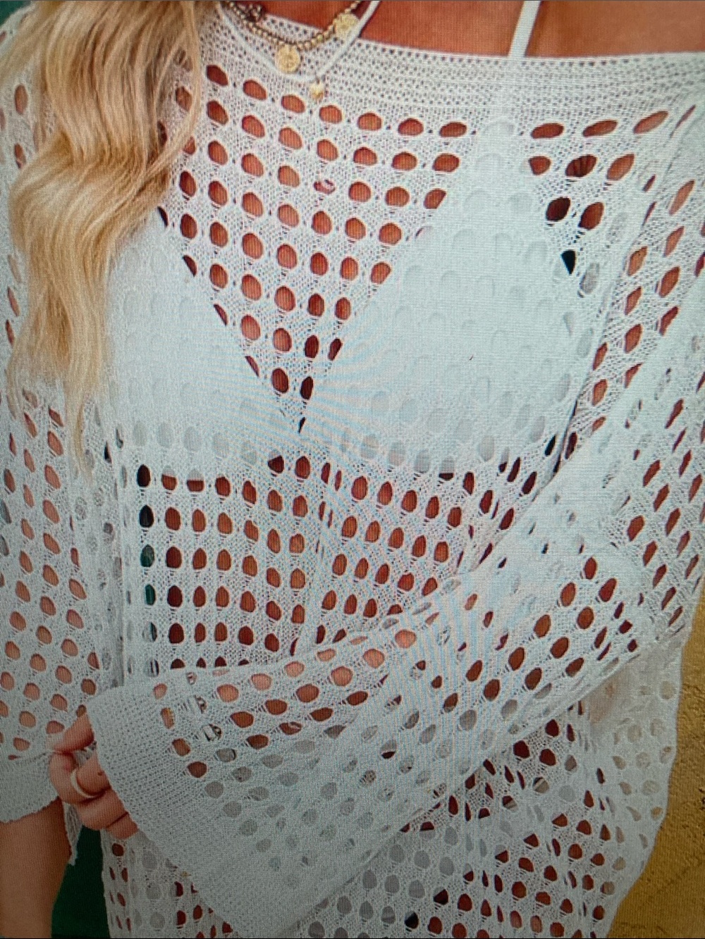 Light Blue Crochet Open-Knit Beach Cover-Up